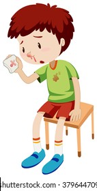 Boy With Bleeding Nose Illustration