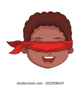 Boy with blinfolded face