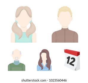 Boy blond, bald man, girl with tails, woman.Avatar set collection icons in cartoon style vector symbol stock illustration web.