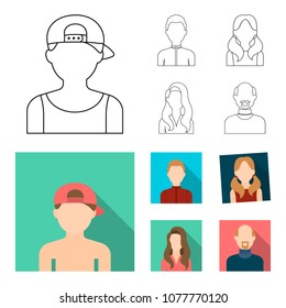 Boy blond, bald man, girl with tails, woman.Avatar set collection icons in outline,flat style vector symbol stock illustration web.
