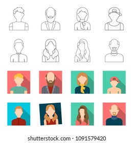 Boy blond, bald man, girl with tails, woman.Avatar set collection icons in outline,flat style vector symbol stock illustration web.