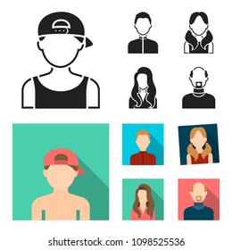 Boy blond, bald man, girl with tails, woman.Avatar set collection icons in black, flat style vector symbol stock illustration web.