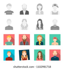 Boy blond, bald man, girl with tails, woman.Avatar set collection icons in monochrome,flat style vector symbol stock illustration web.