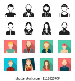 Boy blond, bald man, girl with tails, woman.Avatar set collection icons in black,flet style vector symbol stock illustration web.