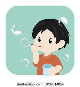 Boy Blowing Bubble