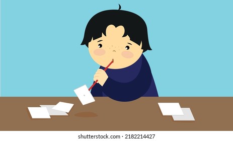 boy blowing papers through a straw