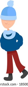 Boy with a blue hat, illustration, vector on white background