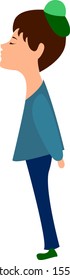 Boy in blue, illustration, vector on white background.
