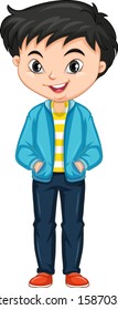 Boy in blue jacket on isolated background illustration