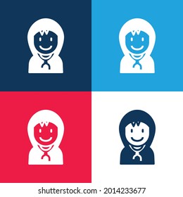 Juego de iconos mínimo de cuatro colores azul y rojo