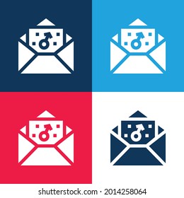 Juego de iconos mínimo de cuatro colores azul y rojo