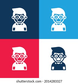 Boy blue and red four color minimal icon set