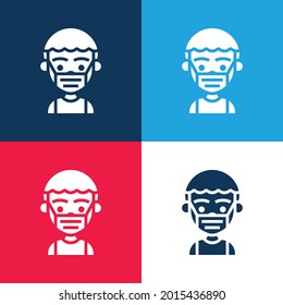 Juego de iconos mínimo de cuatro colores azul y rojo