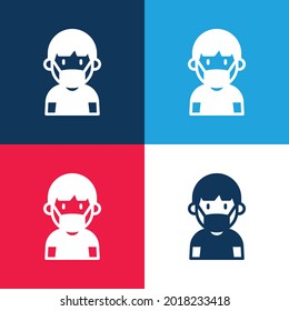 Juego de iconos mínimo de cuatro colores azul y rojo