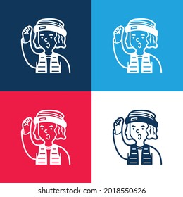 Boy blue and red four color minimal icon set