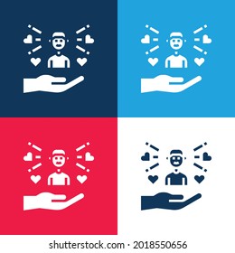 Juego de iconos mínimo de cuatro colores azul y rojo