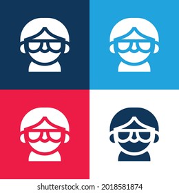 Boy blue and red four color minimal icon set