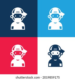Boy blue and red four color minimal icon set