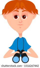 Niño con camisa azul, ilustración, vector sobre fondo blanco.