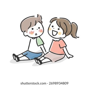 Um menino fica ruborizado quando vê uma menina.