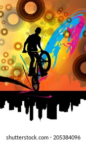 Boy with bmx, editable vector 