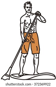 Boy with board for water sports.