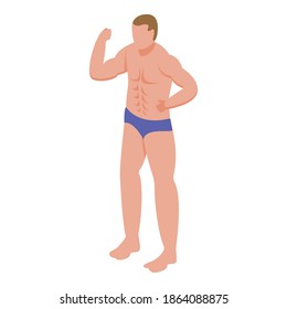 Boy bodybuilding icon. Isometric of boy bodybuilding vector icon for web design isolated on white background