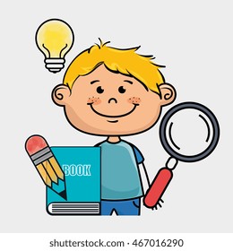 boy book pencil icon vector illustration graphic