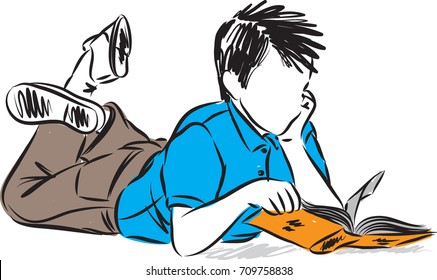 boy with a book vector illustration