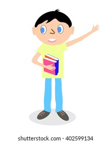 boy with books