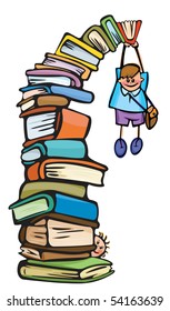 Boy and books