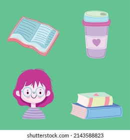 Boy-Bücher und Tasse-Set