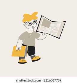 Boy with books in his hands