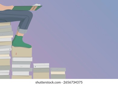 Niño con libros preparándose para el próximo curso