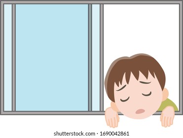 El chico está aburrido en la casa