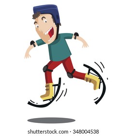 a boy with bounce shoes