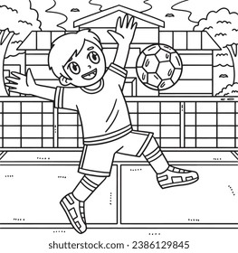 Boy Bouncing Soccer Ball off his Chest Coloring 
