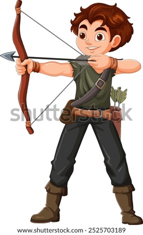 Boy with bow and arrow aiming