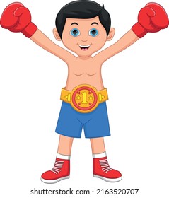 Boy Boxing Champion Cartoon On White Stock Vector (Royalty Free ...