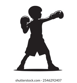 A boy boxing Silhouette art 