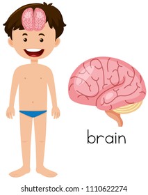 Boy with brain placement illustration
