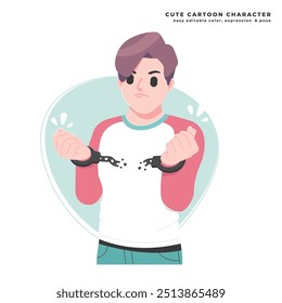 Junge brechen die Handschellen Illustration