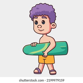 a boy bring skateboard for summer. Isolated cartoon person illustration. Flat Style Sticker element vector