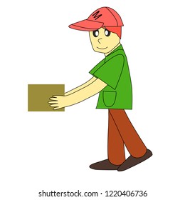 boy bring thing by hand