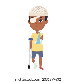 boy with broken leg and arm