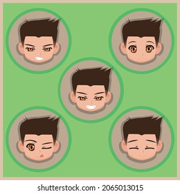 BOY BROWN HAIR WITH POSITIVE FACIAL EXPRESSIONS