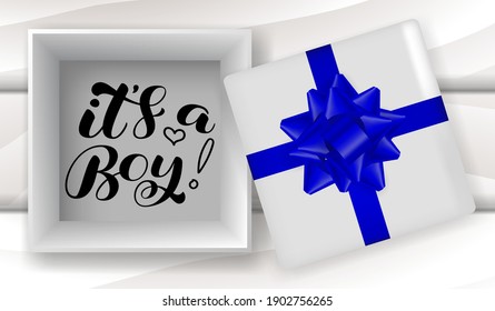 It's a Boy brush lettering. Quote for card or clothes. Vector illustration