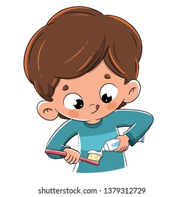 Boy brushing his teeth