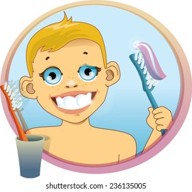 boy brushing his teeth