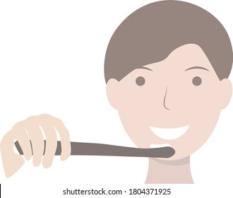 niño cepillando dientes con un cepillo de dientes en sus manos